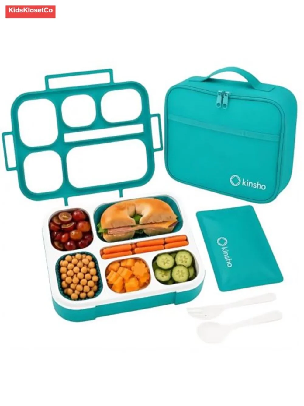 Bento Lunch Box with Insulated Bag and Ice Pack - 6 Compartment Leak Proof